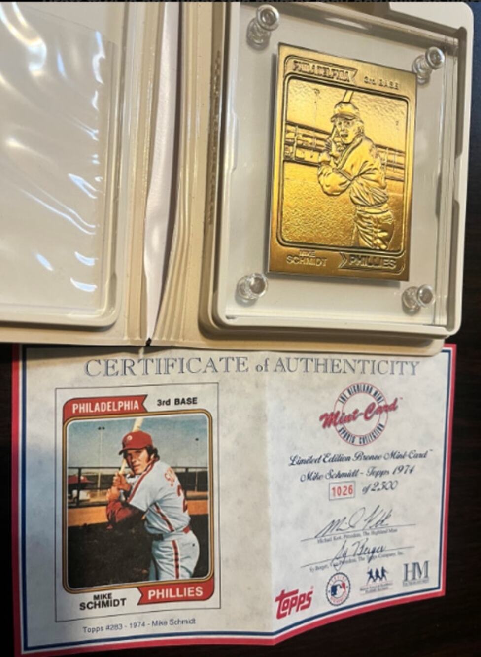 1994 Highland Mint Mike Schmidt Topps 1974 Bronze Mint-Card #1026/2500 Phillies